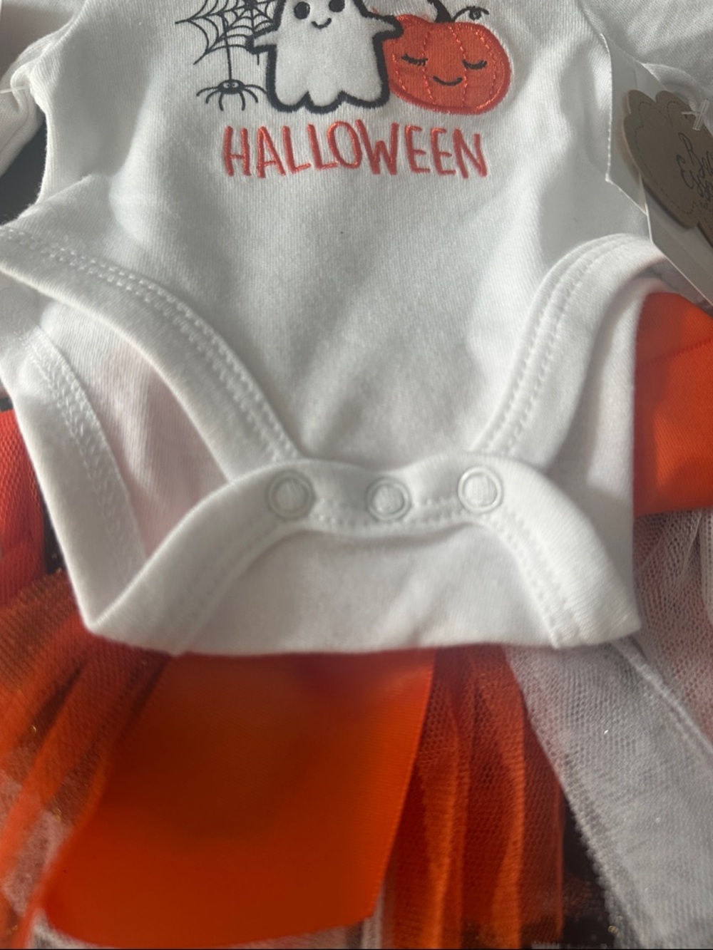 Baby Essentials Orange White Black Halloween Tutu Set with Bow - Picture 6 of 8